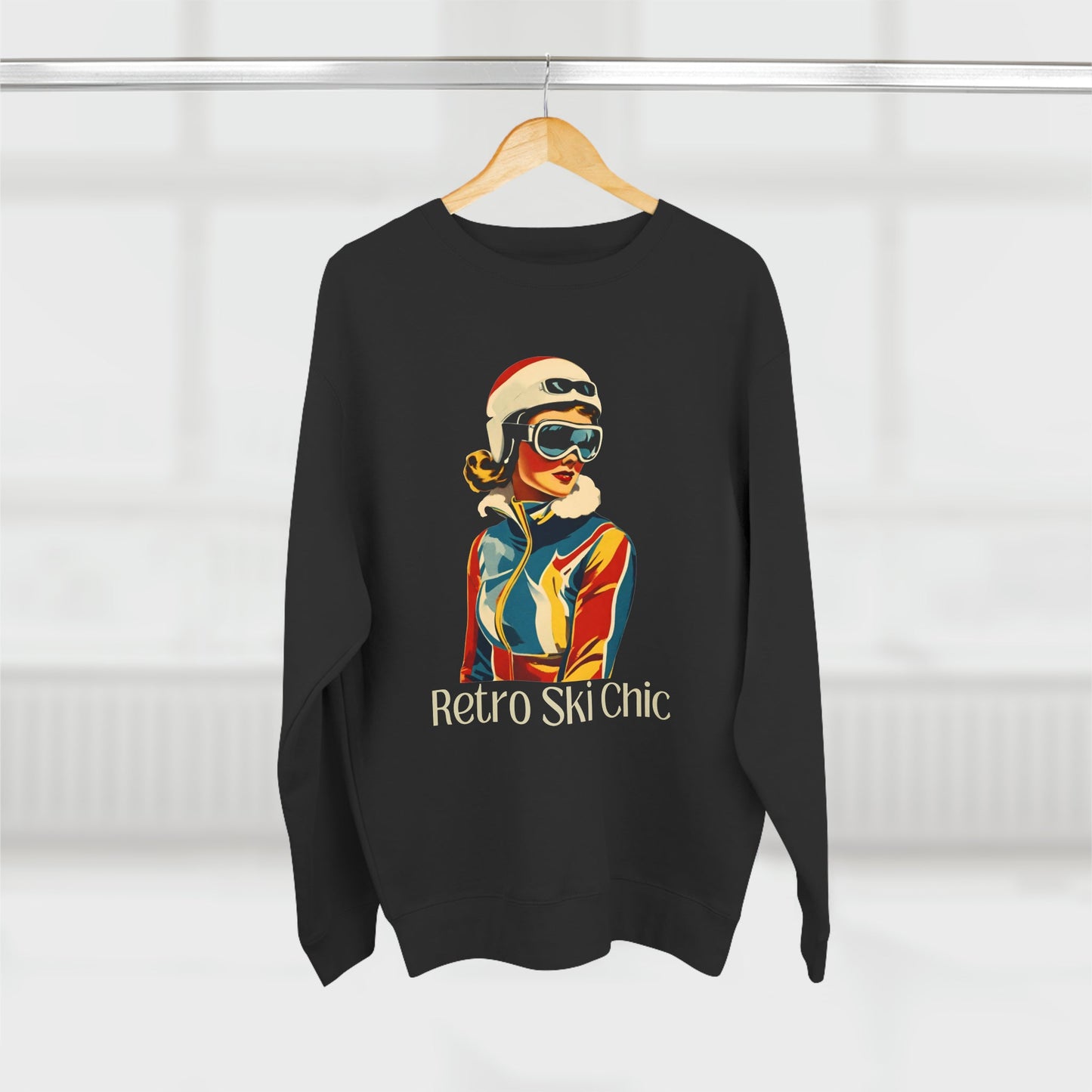 Unisex Premium Crewneck Sweater, Retro Ski Vibes - House of VV