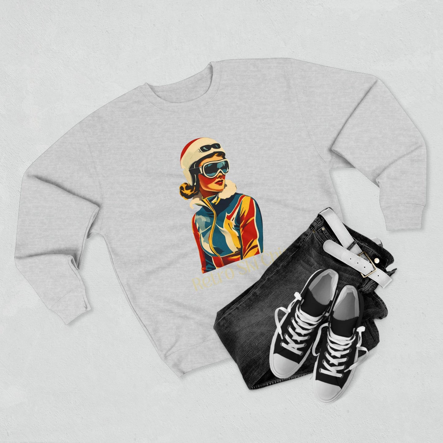 Unisex Premium Crewneck Sweater, Retro Ski Vibes - House of VV