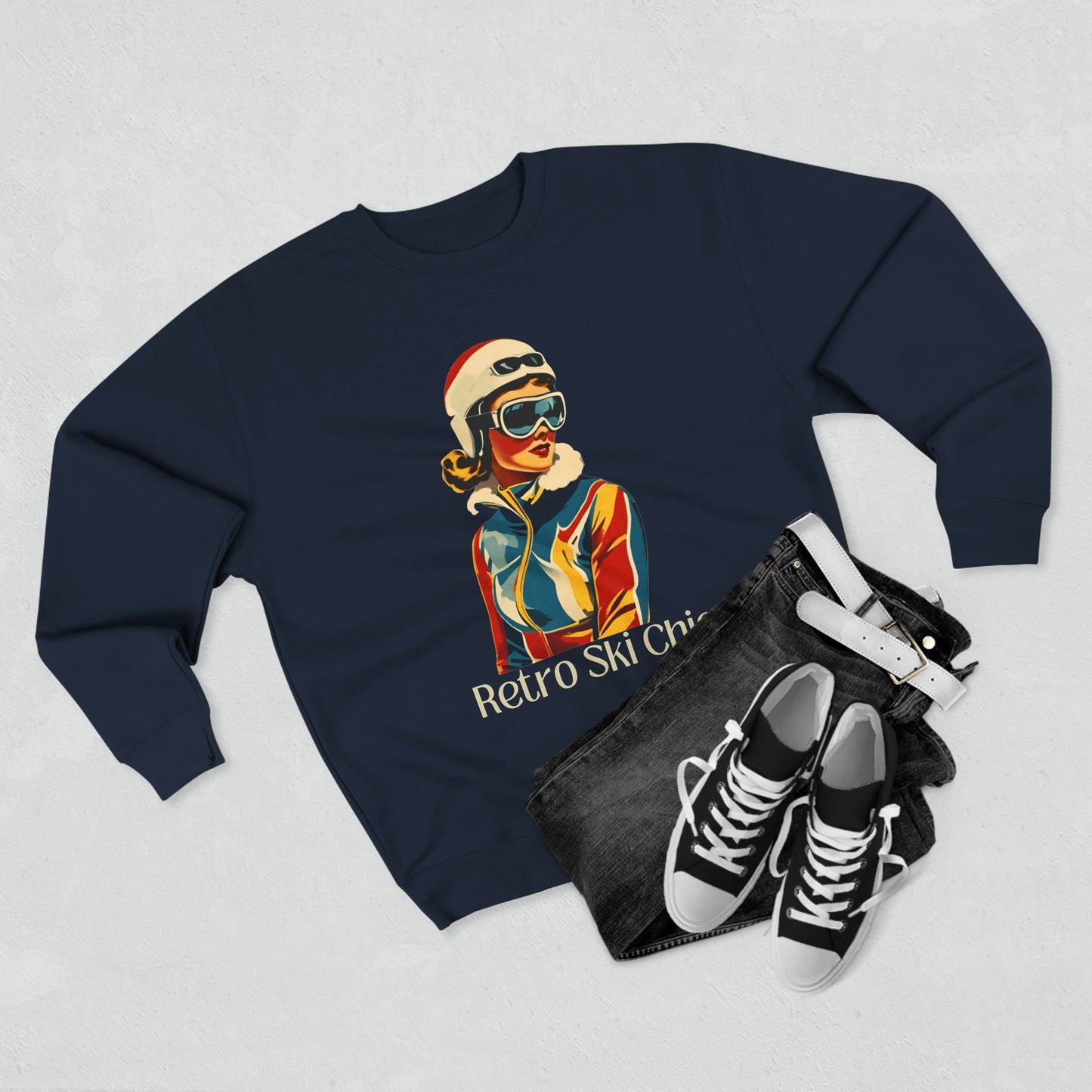 Unisex Premium Crewneck Sweater, Retro Ski Vibes - House of VV