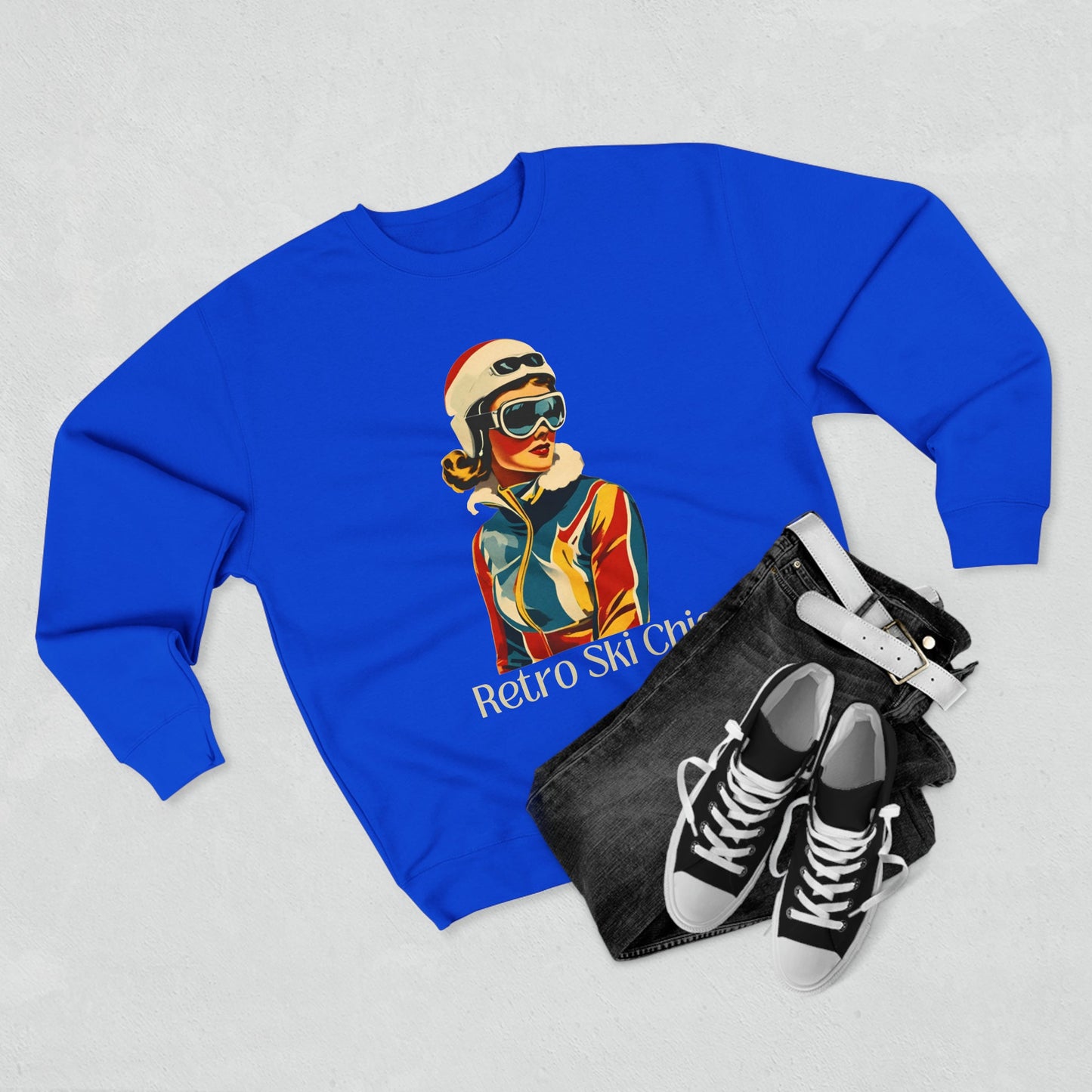 Unisex Premium Crewneck Sweater, Retro Ski Vibes - House of VV