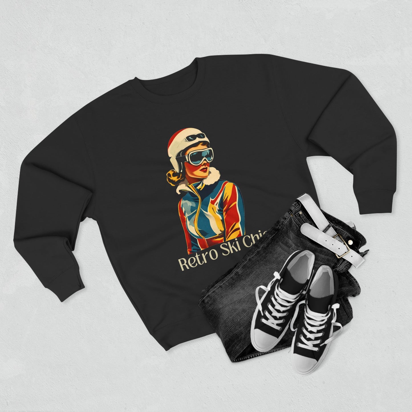 Unisex Premium Crewneck Sweater, Retro Ski Vibes - House of VV